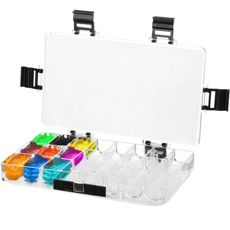 24 Wells Moisturizing Watercolor Paint Storage Palette Box Airtight Stay Wet For Watercolor Gouache Acrylic Oil Paints Box Case