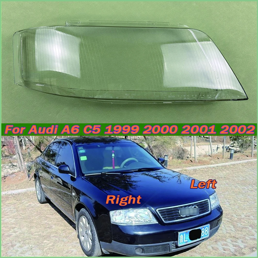 For Audi A6 C5 1999 2000 2001 2002 Headlight Cover Headlamp Shell Transparent Lampshade Case Plexiglass Replace Original Lens