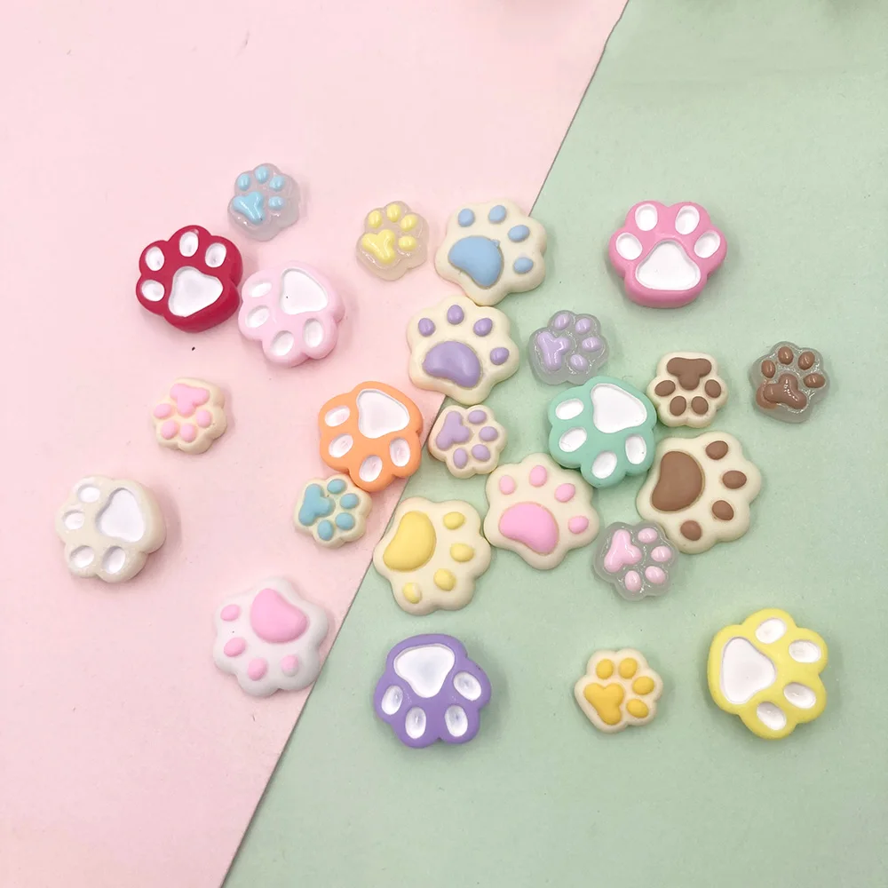 20Pcs Mixed Cute Resin Mini Cartoon Bear Paw Flat Back Cabochon Scrapbook Kawaii DIY Embellishments Jewelry Making Accessories