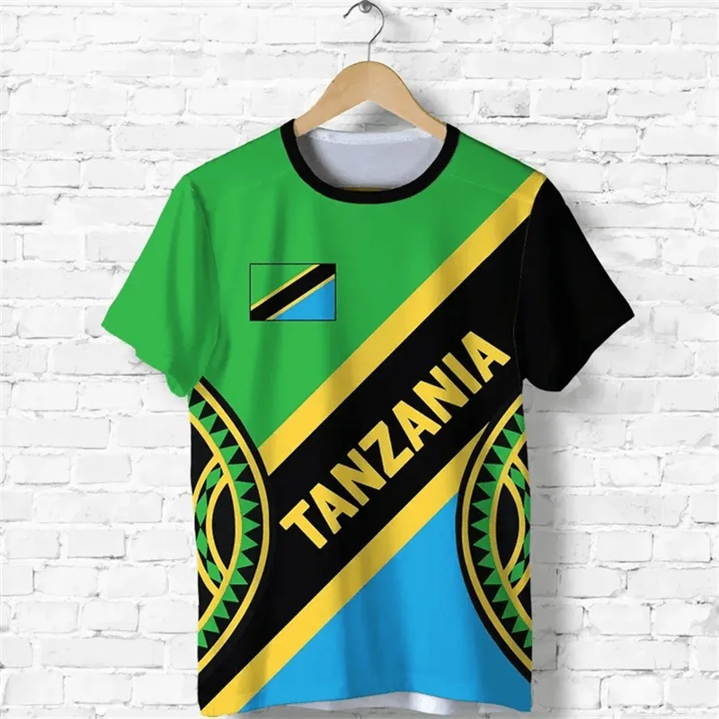 

New Adult/children's Tanzania Printed Quick Drying Breathable Sports T-shirt Fashionable Street Leisure Vacation Beach Loose Top