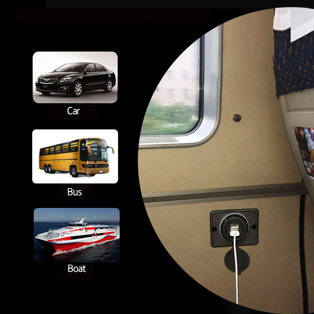 Single/Dual USB Port Charger Socket Outlet for Motorbike Car MarineBoat W/Led Indicator