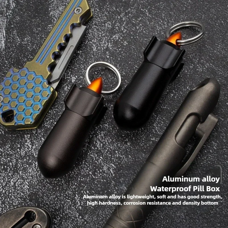 جديد صغير معدن زجاجة مقاومة للماء تخزين المحمولة حبة صندوق سبائك الألومنيوم EDC ختم تخزين كبسولة صندوق أداة تخييم في الهواء الطلق #5