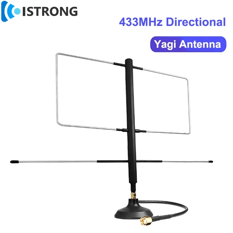 433MHz Long Range Directional Antenna 2-unit Yagi Antenna 6dBi High Gain Radio TV Signal Booster Handheld Radio Station+UV SMA