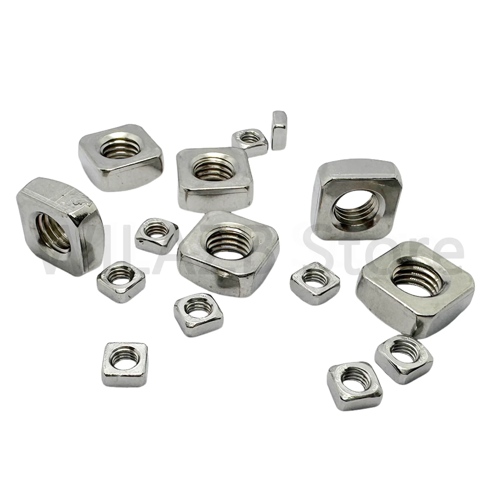 3-50Pcs DIN557 Square Nuts 304 Stainless Steel M3 M4 M5 M6 M8 M10 M12 Four‑Sided Nuts for Industry Fastening