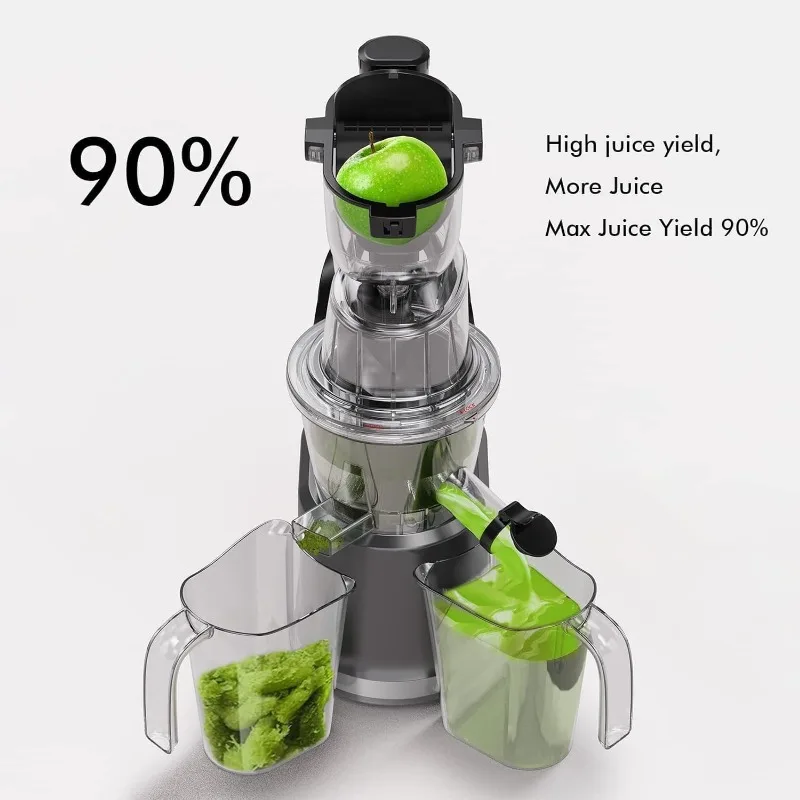 SiFENE Cold Press Juicer Machines, Big Mouth 83mm Opening Whole Slow Masticating Juicer, High Yield, Non-BPA (Gray)