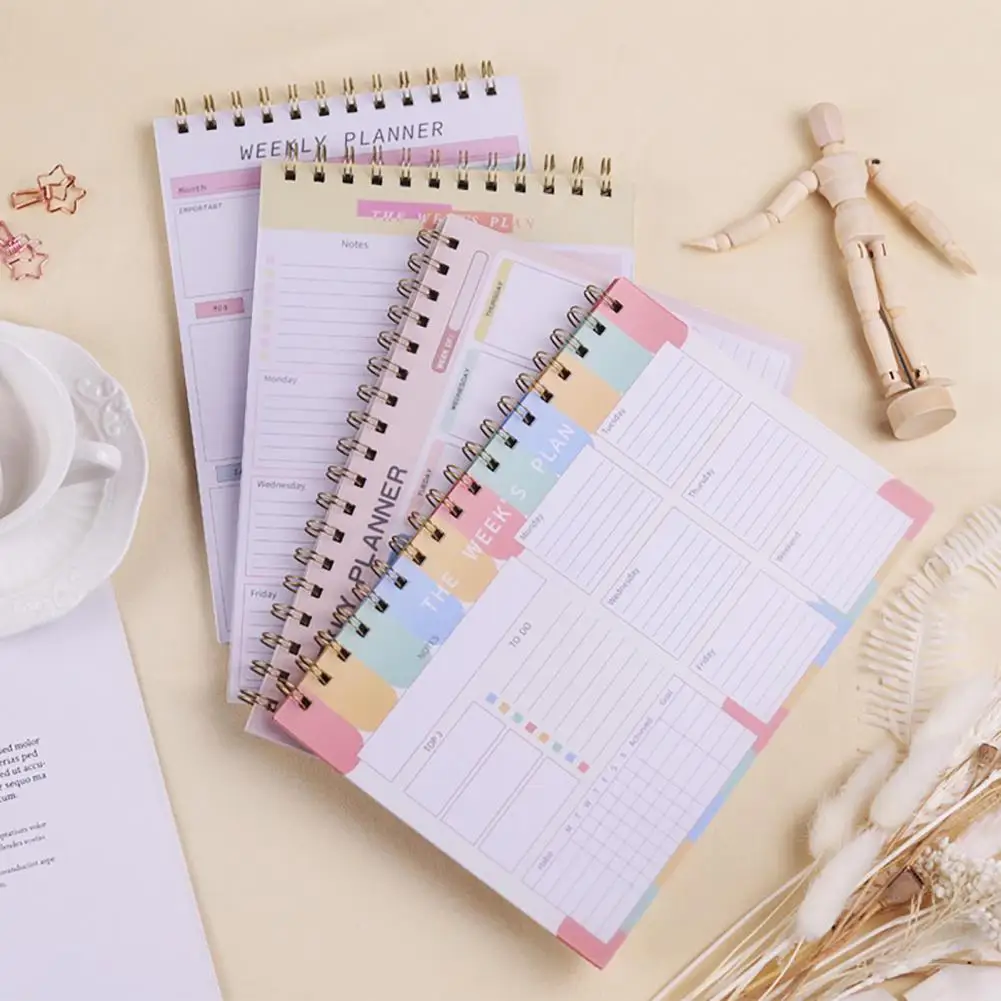 Notepad planejador semanal com ligação espiral, organização pessoal, Desk Pad, lista semanal, mulheres, homens, escritório, casa