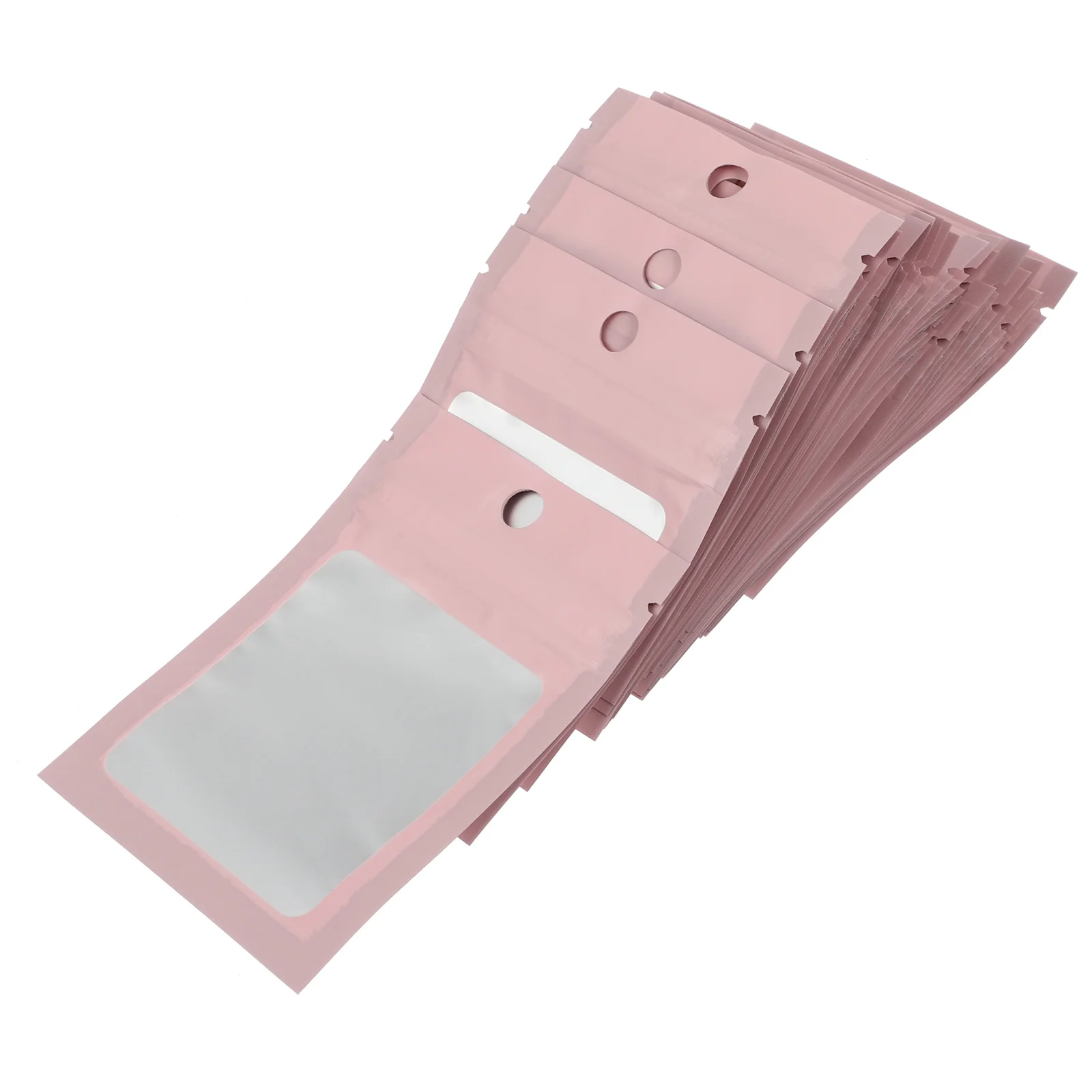 100 Pcs Jewelry Storage Bags Sealed Self-sealing Pouch Heart-shaped Pink