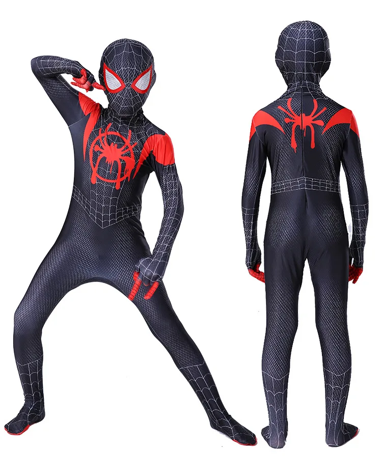 Spiderman Cosplay Costume Spider Man Into The Spider Verse Miles Cosplay Bodysuit Jumpsuits Halloween Costumes for Kid and Adult