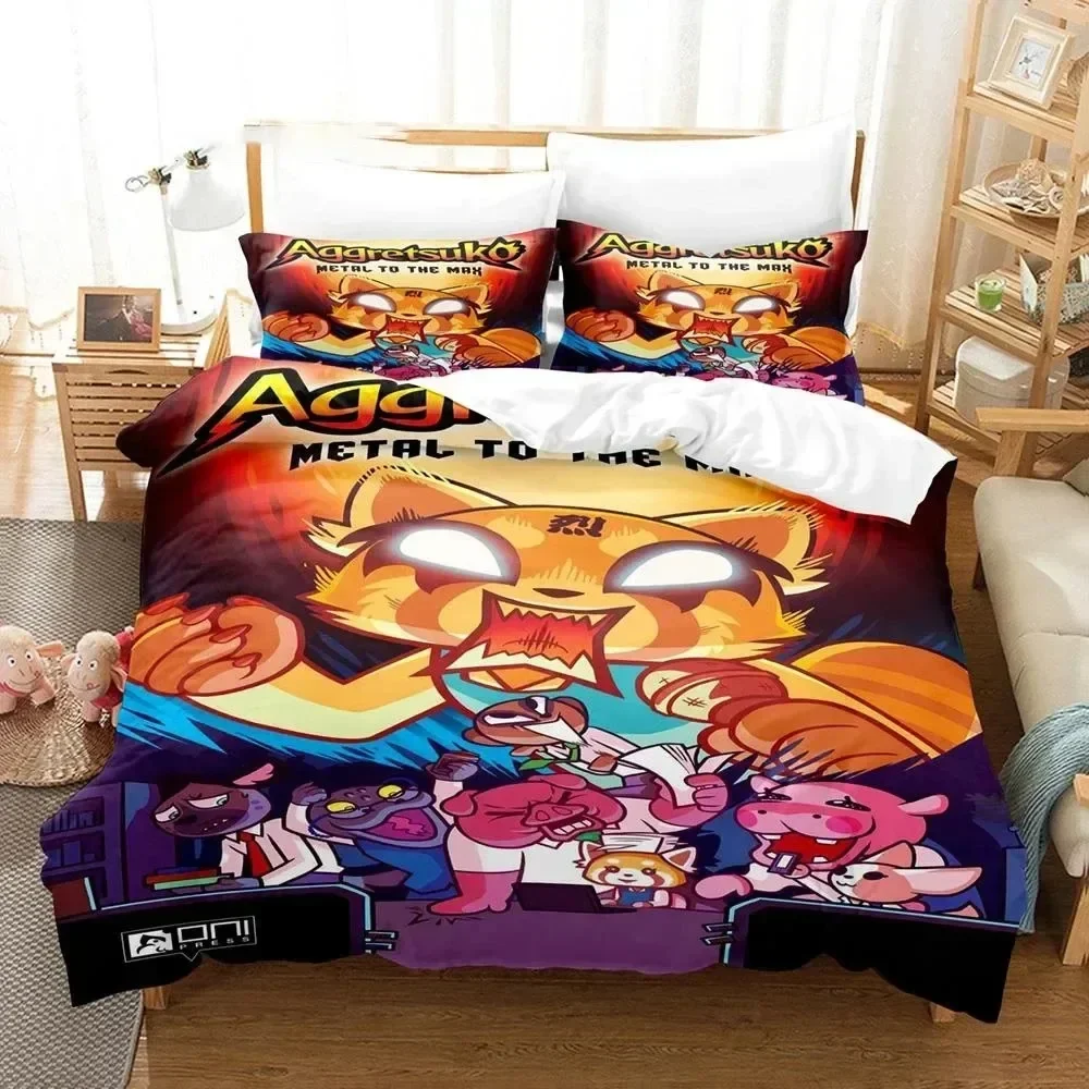 

Luxury New 3D Print Aggretsuko Retsuko Bedding Set Boys Girls Twin Queen Size Duvet Cover Bed Kids Adult Home Textileextile