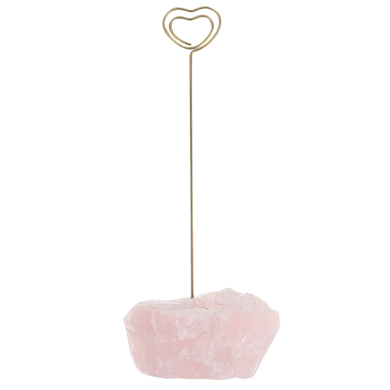 

Raw Stone Sticky Card Holder Desktop Photo Base Crystal Table Heart Shape Picture Holders Memo Note Wedding Ring