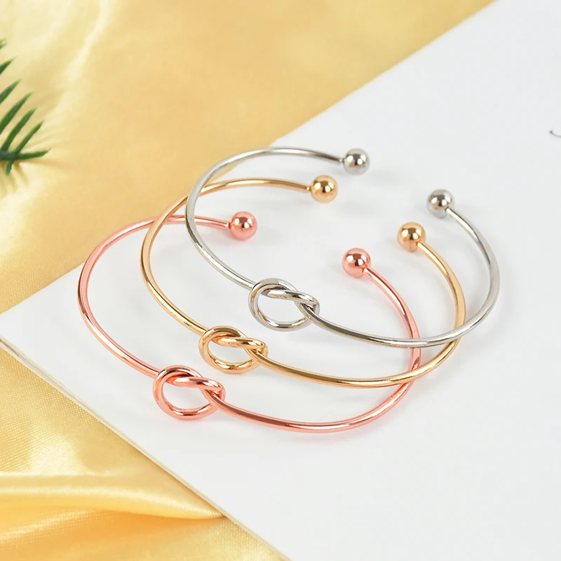 Metal Adjustable Cuff Bangle Bracelets Blanks Golden Silver Rose Color Tone Open Charm Wire Bangle Bracelet Base Setting