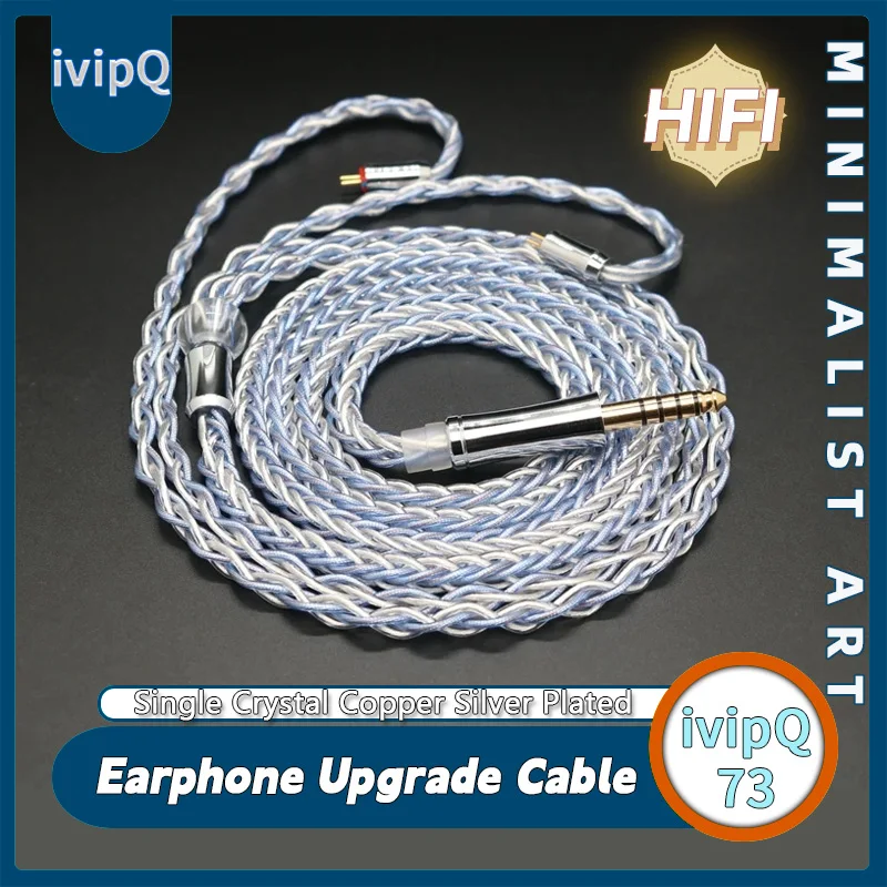 ivipQ-73 Single Crystal Copper Silver Plated & Silver Foil 0.78 2PIN MMCX 3.5/2.5/4.4 Balance Earphones Headphone Upgrade Cable