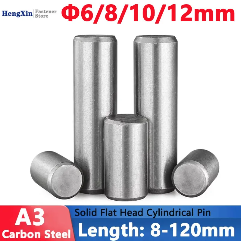 

Dia 6/8/10/12mm A3 Carbon Steel Cylindrical Locating Dowel Pin Solid Flat Head Fixed Shaft Pins Round Bar Rod Length 8-120mm