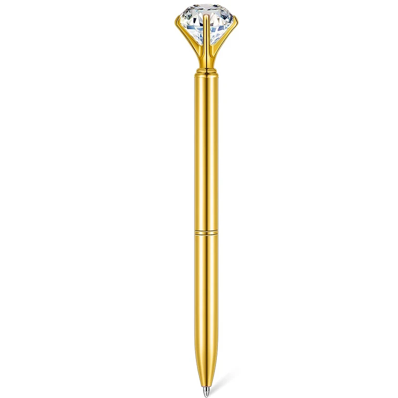 Canetas extravagantes cristal diamante para mulheres, canetas metal, tinta preta, diversão, 10 peças