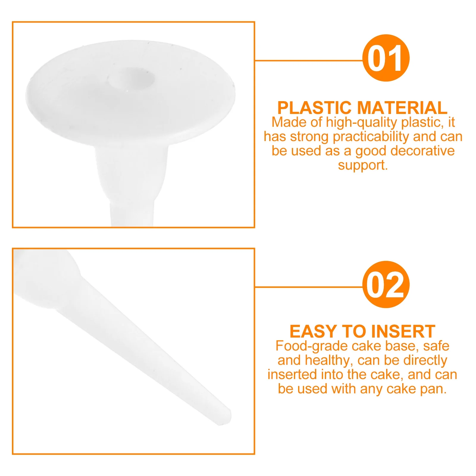 

100Pcs Cake Insert Decor Food Grade Plastic Support for Roll Out Dough Decorating Cookies Cake Piping Needles Dessert