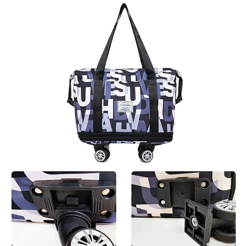 with Wheels Rolling Duffle Bag with Wheels New Multiple Pocket Expandable Suitcases Foldable Rolling Luggage Bag Travel