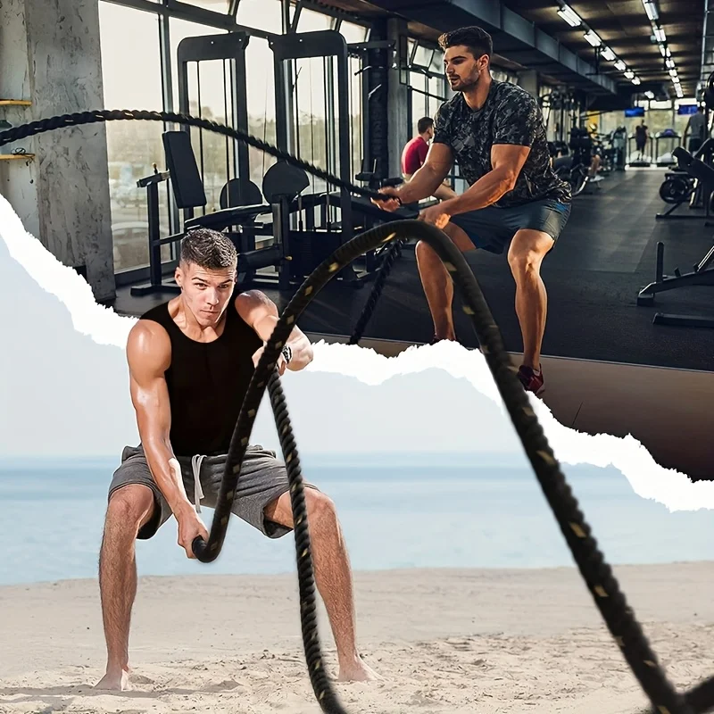 حبل لياقة بدنية 1/1.5/2 بوصة حبل قتالي لتدريب القوة الأساسية - الطول 30/40/50 TF، حبل تدريب الجسم، حبل اللياقة البدنية في المنزل وصالة الألعاب الرياضية #4