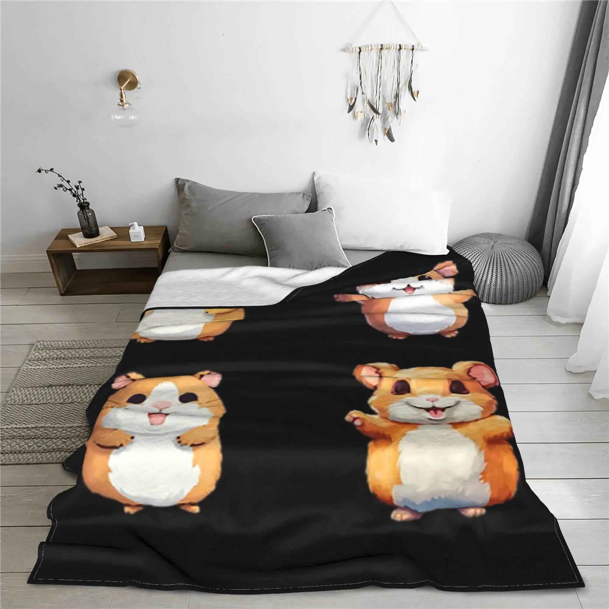 Hamster Blanket Breathable Fleece Sofa Throw Blanket for Home Bedroom Outdoor Throws Bedspread Quilt