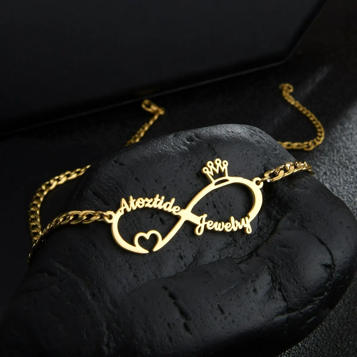 Collier en acier inoxydable avec nom personnalisé pour femme, lettre, symbole extron, coeur, couronne, cadeau d'anniversaire, bijoux personnalisés