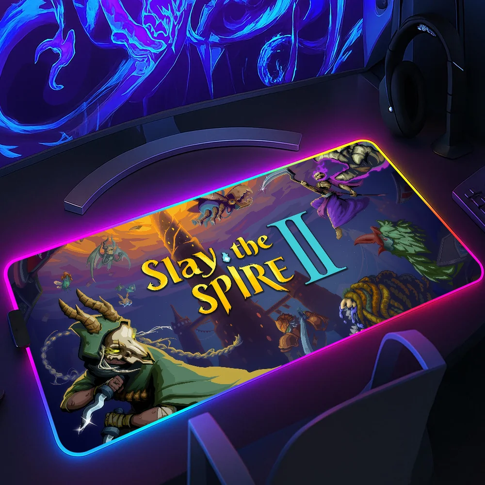Alfombrilla de Ratón para Juegos S-Slay the Spire II 2, con Luz LED RGB, Base de Goma Antideslizante, Impermeable, para Oficina, PC, Hogar, Escritorio, USB, Grande