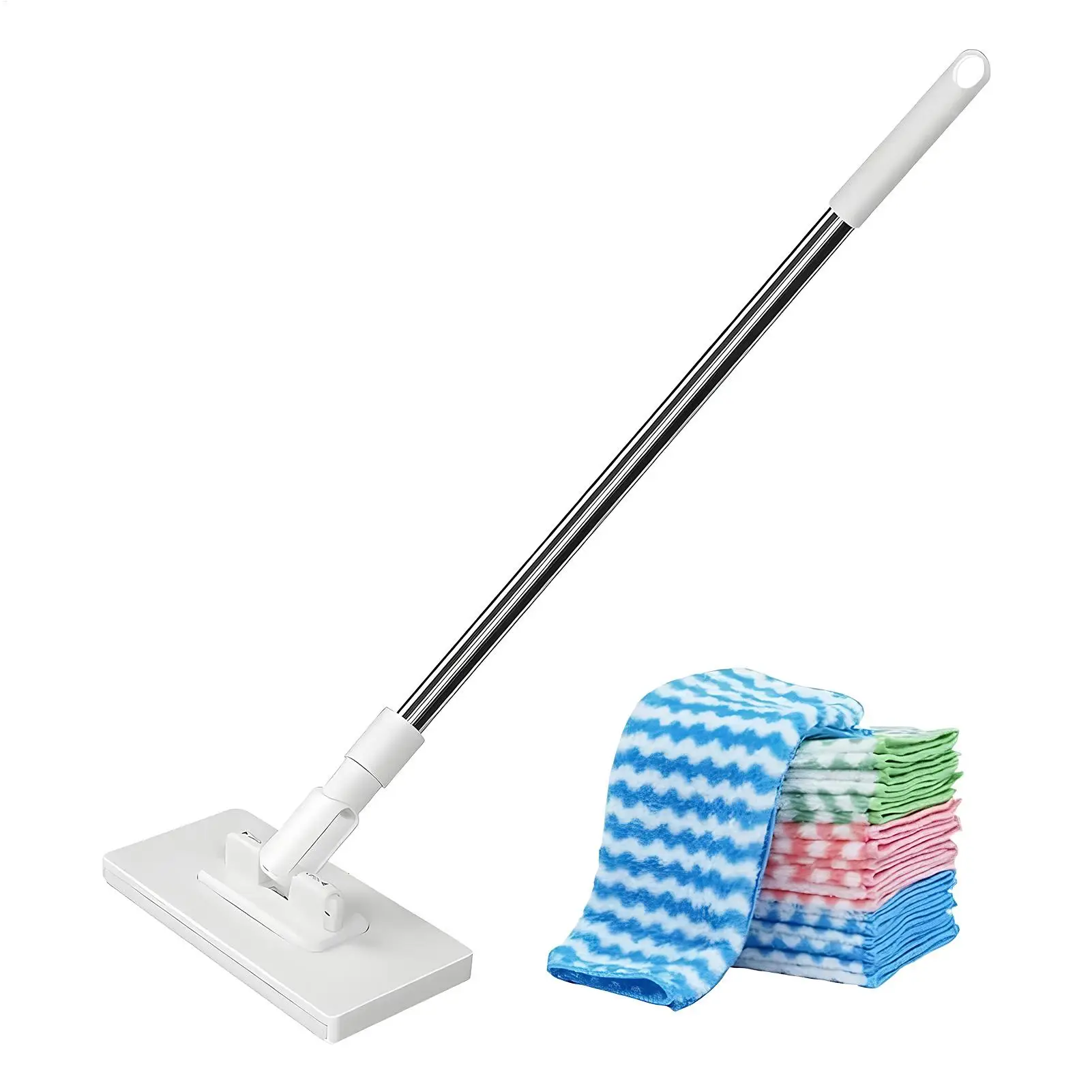 Bodenwischer mit Einziehbarem, Waschfreiem, Automatischem, Wiederverwendbarem Tuchclip, Berührungsloser Wischer für Zuhause, Büro, Wohnung, Schlafzimmer, Küche, Fliesen