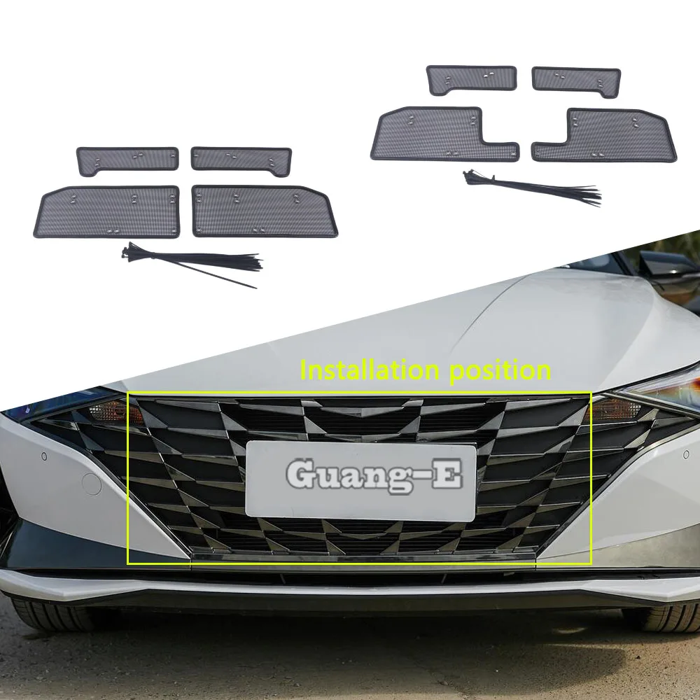 

For Hyundai Elantra Avante 2020 2021 2022 2023 Car Body Grille Grill Insect Prevention Net Trim Front Defend Insects Grid 4Pcs