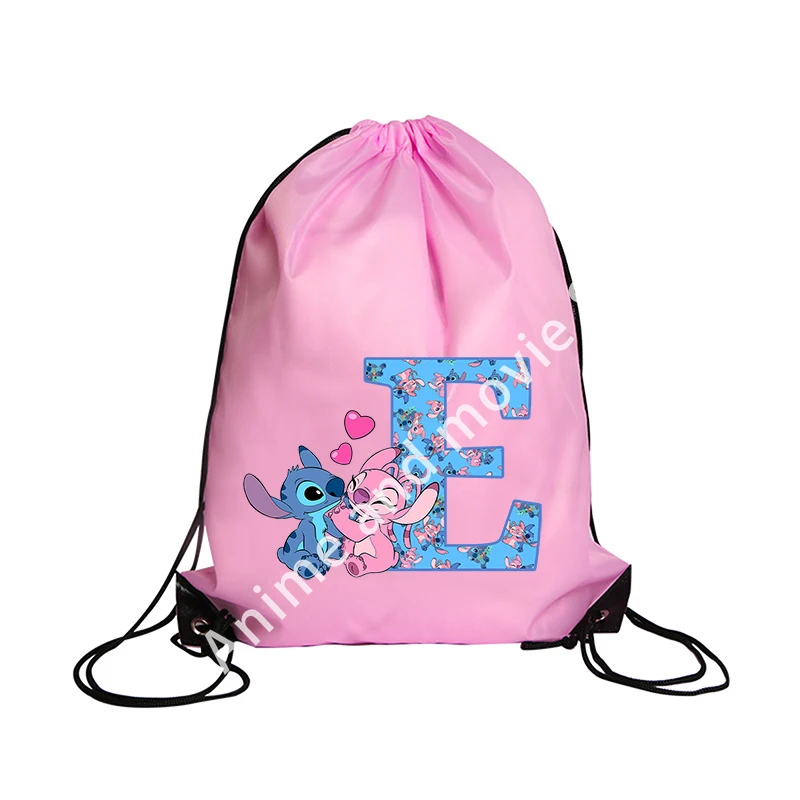 Stitch Disney Girls Drawstring Bag Sports Waterproof Backpack Bundle Pocket Terylene Basketball Bags Cartoon Anime Birthday Gift