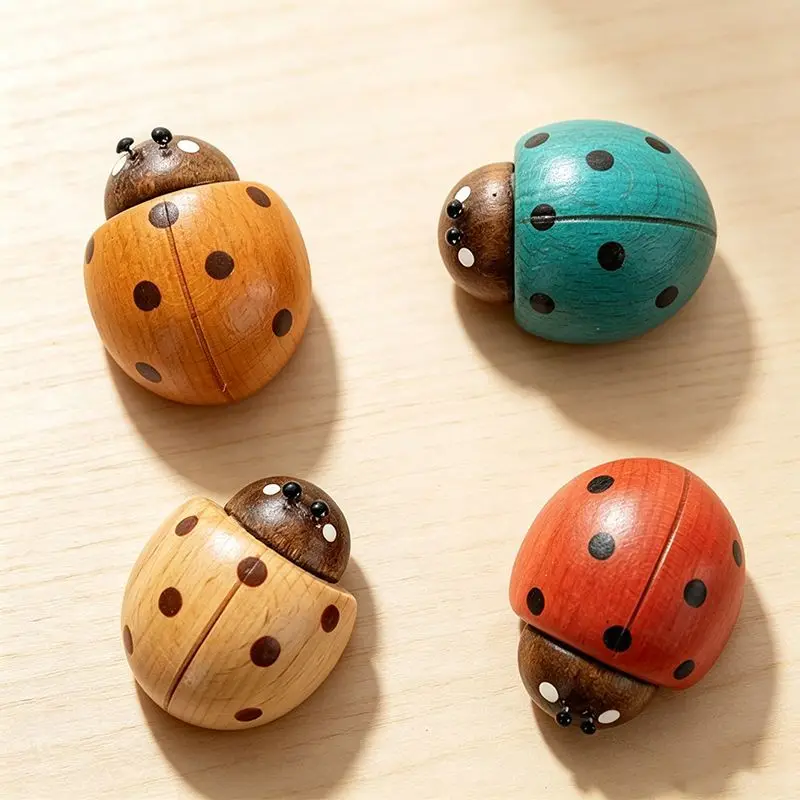 Creative Handmade Solid Wood Ladybug Fridge Magnets—Exquisite and Cute Wooden Decorative Magnets