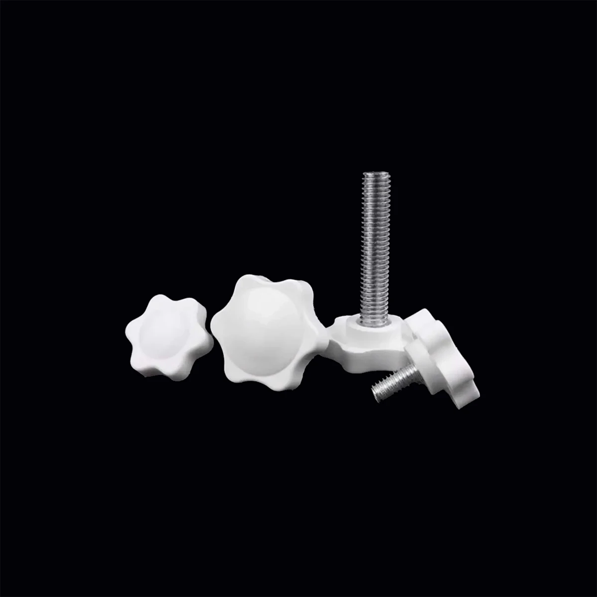 White Plum Blossom Hexagonal Star Plastic Head Handle Knob Bolt M4M5M6