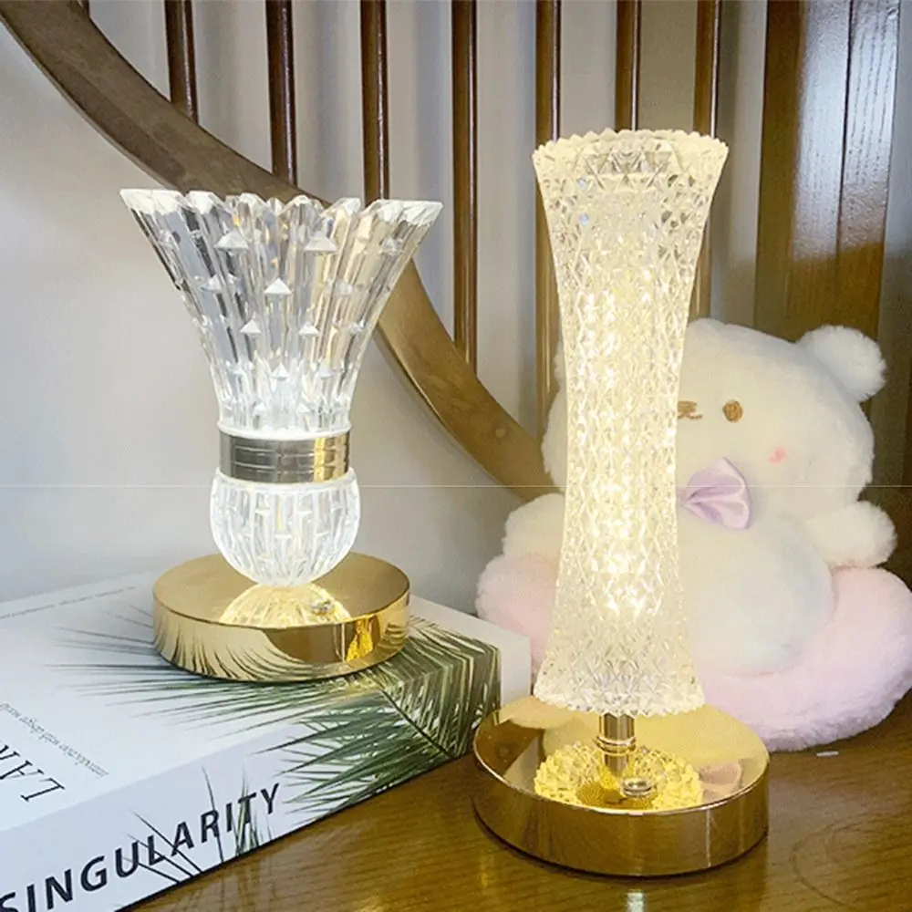 

Dimmable Crystal Table Lamp Touch Control Soft Lights Acrylic Night Light Ornaments Adjustable Atmosphere Light Bar Setting