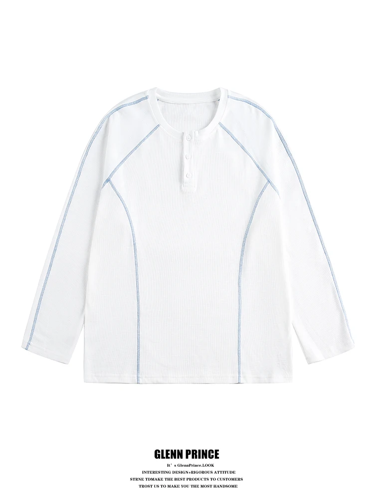 

GPstudio American Sle Long Sve T-irt Men's Outdoor Casual Top Henry Collar Lightweight Breathable Polyester Cotton Blend