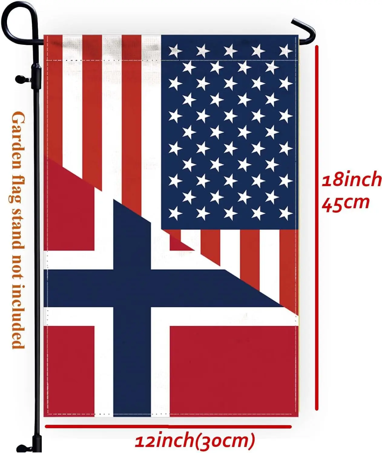 Norway USA Friendship Garden Flag,12x18 in Heavy Duty Norwegian American Combo Outdoor Banner for Patio Yard with Double Side