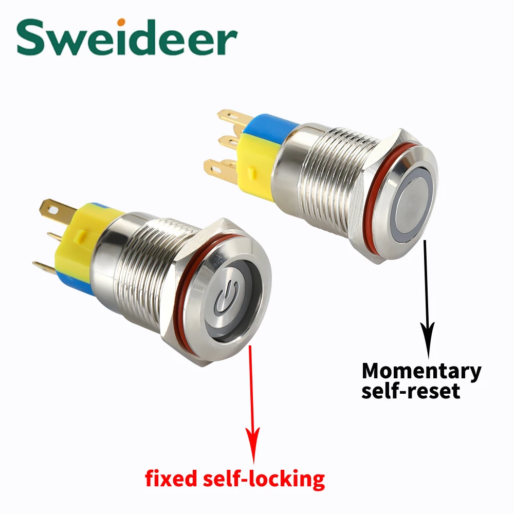 Waterproof Light Switch Metal Push Button LED Light Momentary Latching Car Engine Computor PC Power Switch 5V 12V 24V 220V  5A