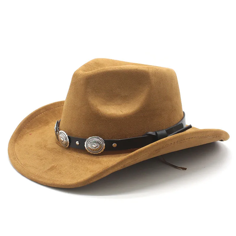 Hot Selling Retro Bull Head Western Cowboy Hat for Men and Women Tibetan Suede Jazz Hat Wide Brim Hat