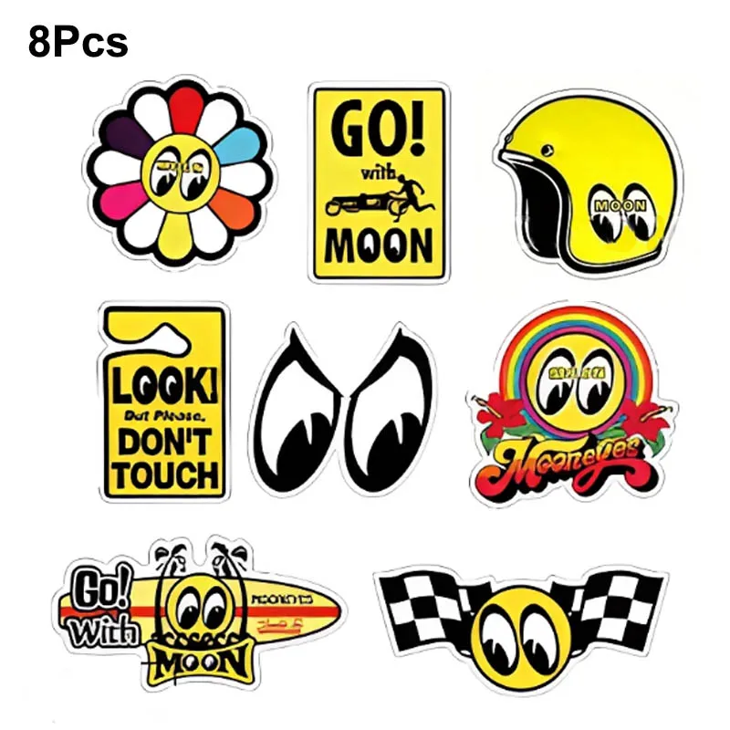 

8Pcs/Set MOON Brand Motorcycle Car Modification Stickers Skateboard Helmet Luggage Laptop Decals Waterproof Vinyl Pegatinas