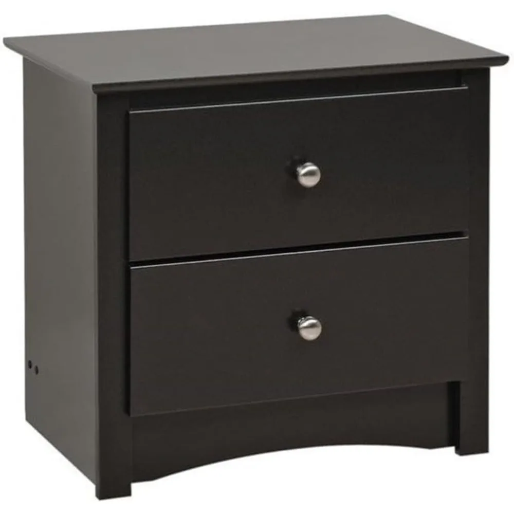 

Sonoma Traditional Nightstand Side Table with 2 Drawers, Functional 2-Drawer Bedside Table 16" D x 23.25" W x 21.75" H, Black,