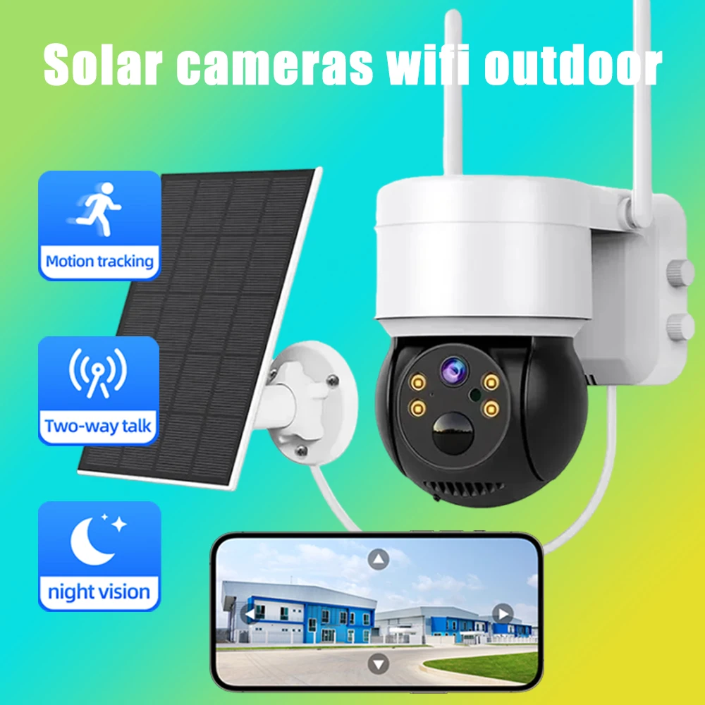 3MP wifi solar camera with solar panels PTZ camera surveillance cameras CCTV outdoor for home night vision security protection