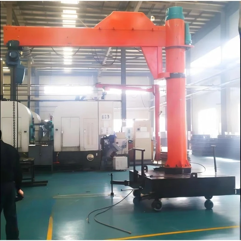 2T Slewing Cantilever Jib Crane, Workshop Movable Cantilever Crane with Radio Controlled Electric Hoist Motor