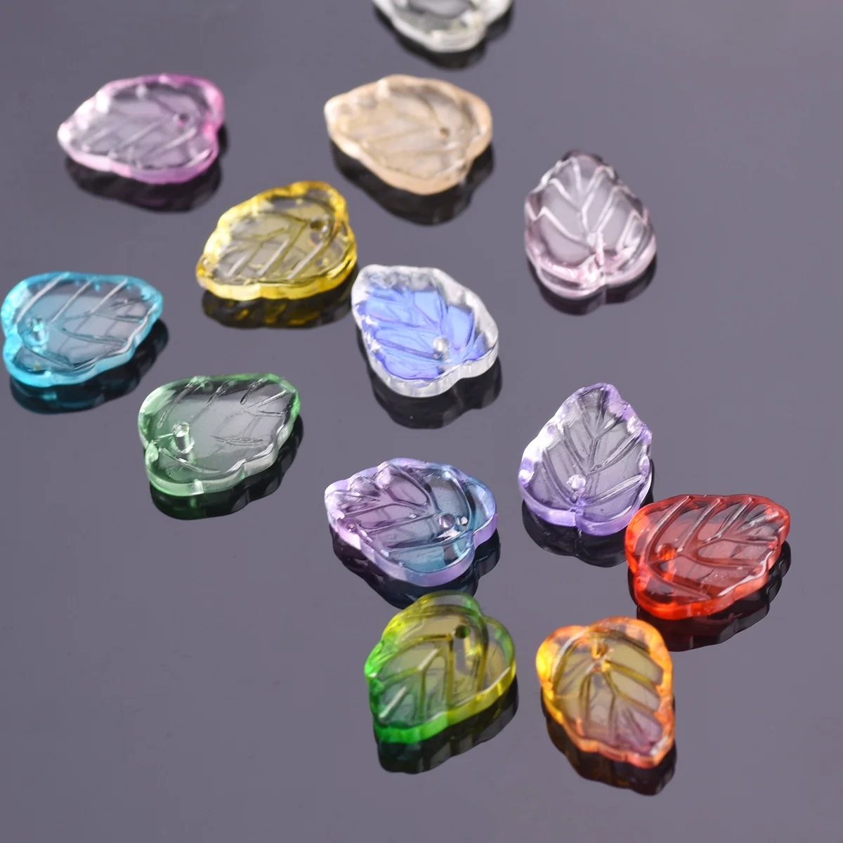 10pcs 13x10mm Leaf Shape Crystal Glass Loose Crafts Beads Top Drilled Pendants for Earring Jewelry Making DIY Crafts