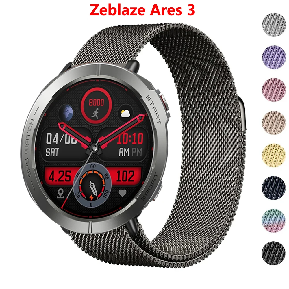 

22mm Loop for Zeblaze Ares 3 Pro 2 Strap Magnetic Stainless Steel Metal Wrist Bracelet for Zeblaze Stratos2 Band Accessories