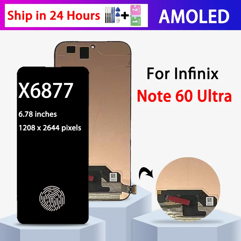 6.78''AMOLED For Infinix Note 60 Ultra LCD Display Screen Touch Digitizer For INFINIX Note60 Ultra X6877 LCD Replacement
