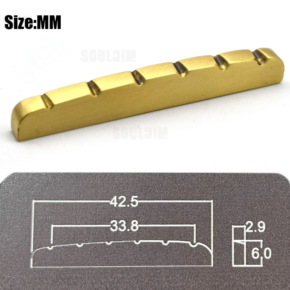 16 Pcs 4/6 String 42.5mm/42mm/38mm Guitar Bridge Nut Electric Guitar Slotted Brass Nut ST Guitar Accessories