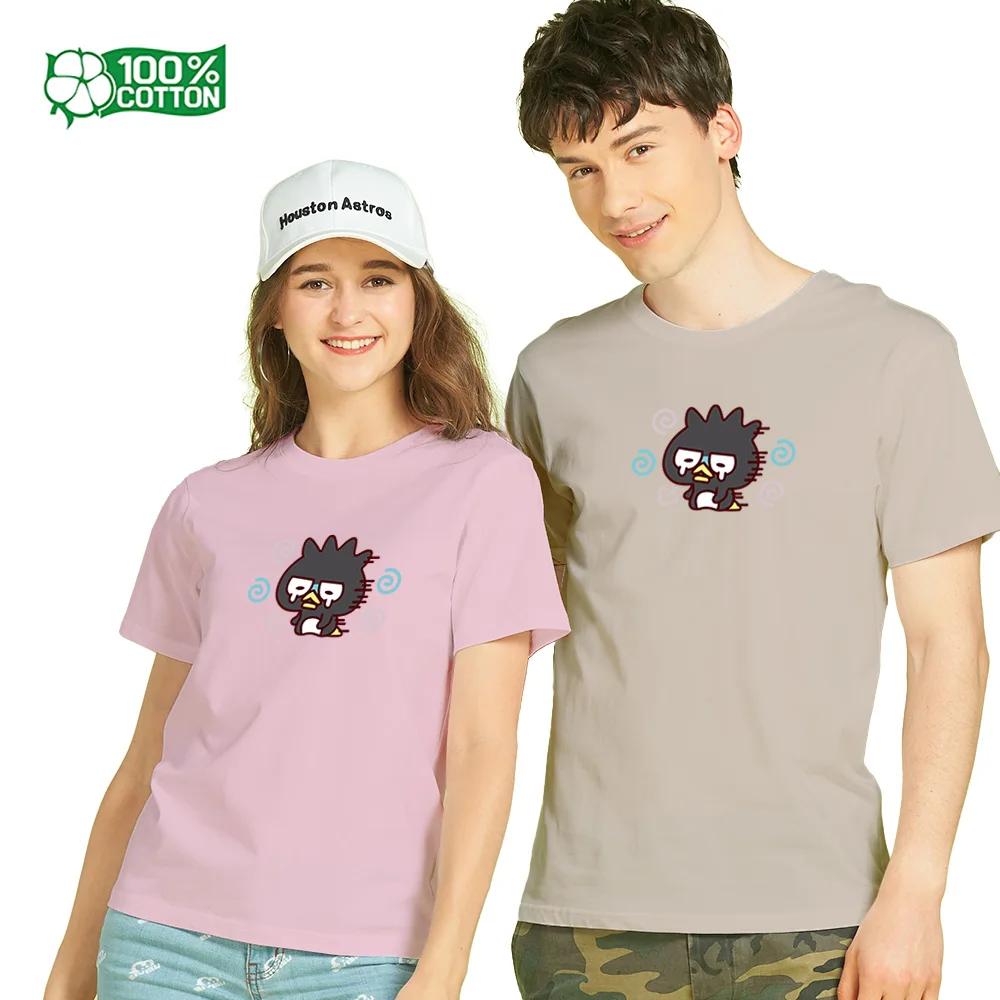 

Футболка с принтом Grumpy BAD BADTZ-MARU Sanrio Cool Rebellious Vibe, трикотаж из 100% хлопка, трикотажная ткань, футболка унисекс для фанатов