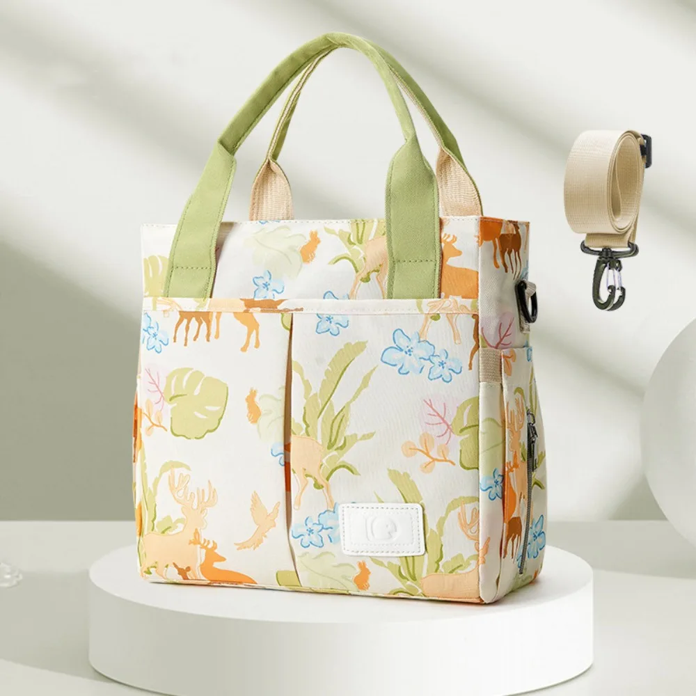 

Casual Waterproof Mommy Handbag Oxford Solid Color Baby Diaper Bag Printing Large Capacity Baby Care Bag Outdoor