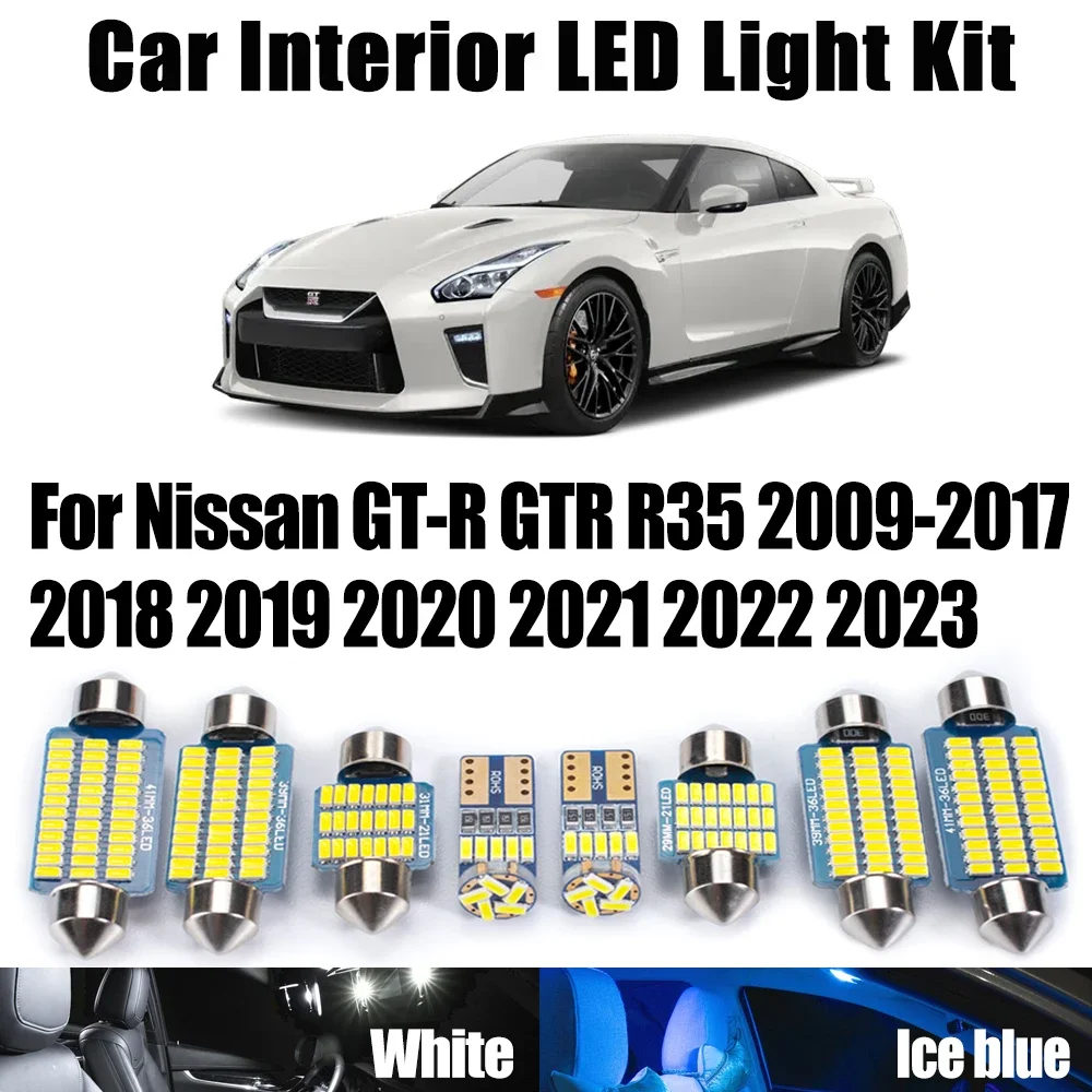 

11Pcs Canbus For Nissan GT-R GTR R35 2009- 2019 2020 2021 2022 2023 Car Accessories LED Interior Reading Trunk Bulbs Light Kit