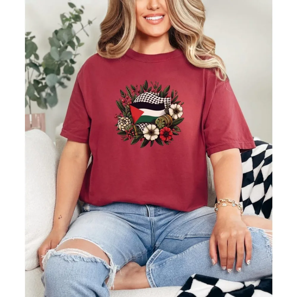 Camisa Palestina camiseta de sandía Palestina bandera Stand hombre mujer verano hombre cuello redondo camisetas de manga corta camisas para hombres