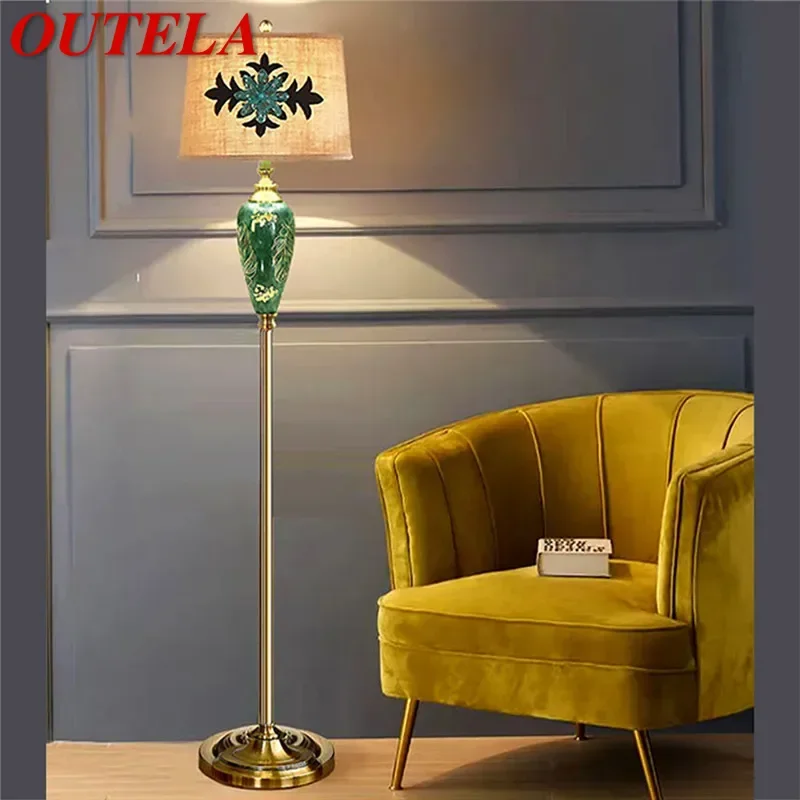 OUTELA American Retro Floor Lamp European Luxurious Bedroom Living Room Beside The Sofa Villa Hotel Decorative Standing Light