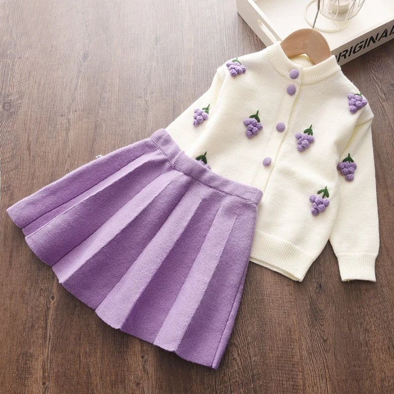 Bear Leader Baby Girl Casual Clothing Sets Winter College style Outfits Clothes Sets Sweater Top Suspender Skirt Fashion Outfits