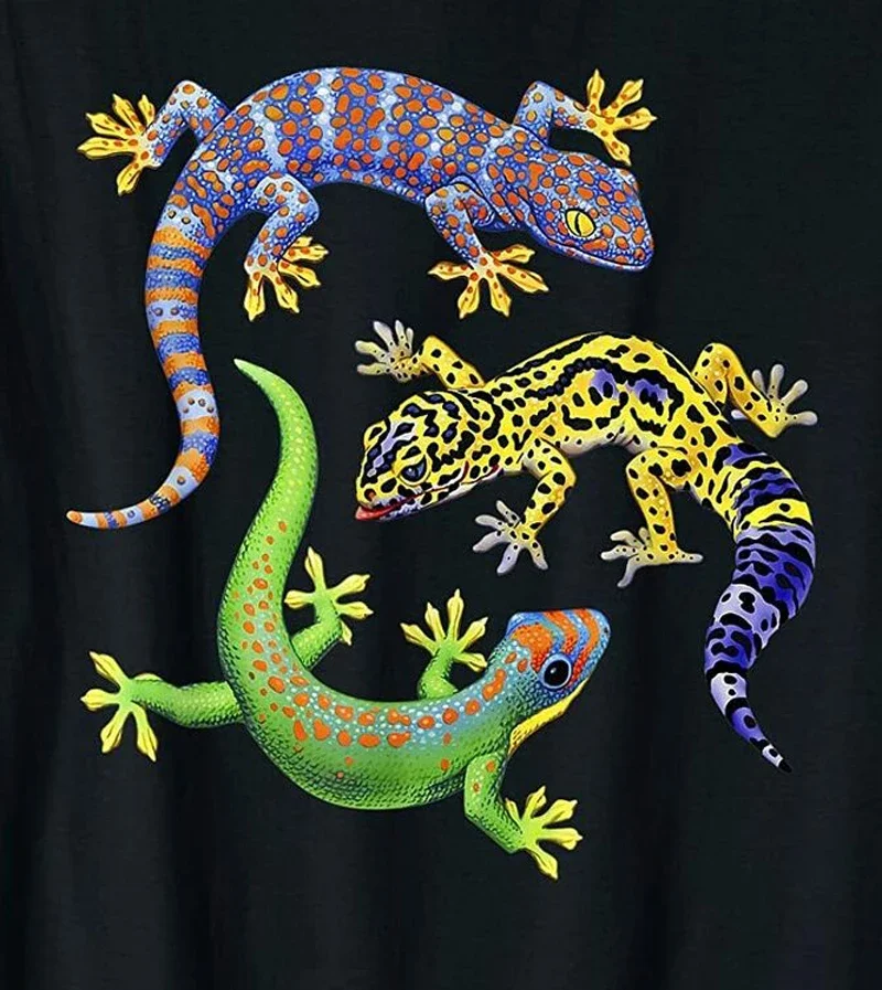 Cute Colourful Gecko Wildlife Lizard Men's T-Shirt Summer Cotton Short Sleeve O-Neck Unisex T Shirt New S-3XL