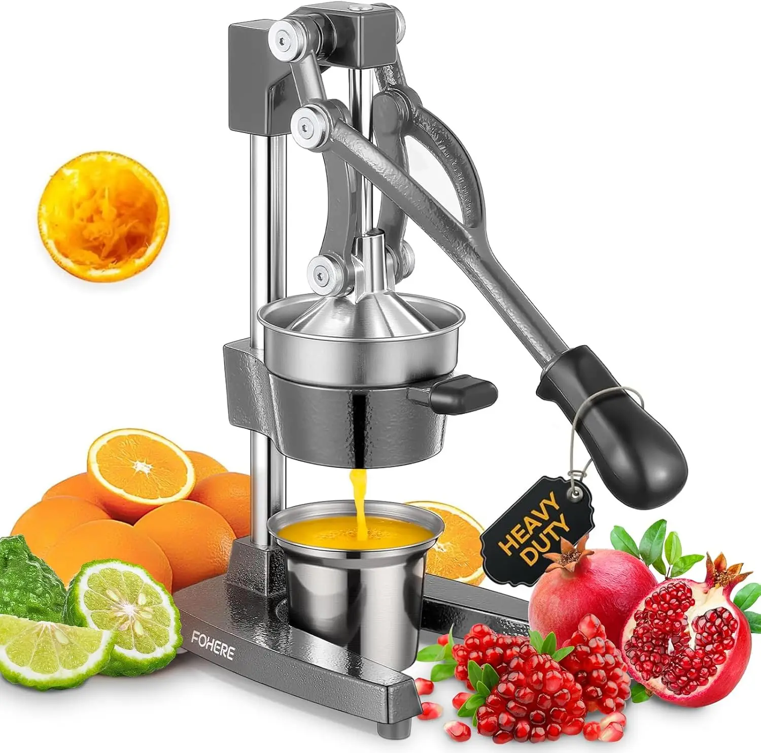 

Чугунная ручная соковыжималка для цитрусовых (апельсинов, лимонов, гранатов) с чашей из нержавеющей стали, легко моется